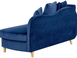 Chaise longue versione sinistra MERI Velluto Blu marino con contenitore