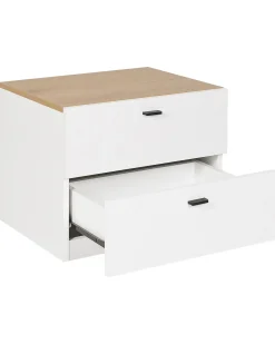 Comodino 2 cassetti EDISON Bianco
