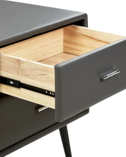 Comodino 2 cassetti ESSONNE Pelle sintetica Grigio