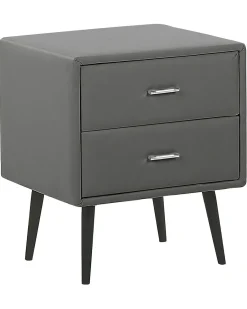 Comodino 2 cassetti ESSONNE Pelle sintetica Grigio