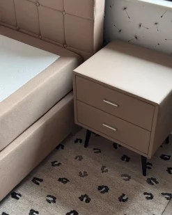 Comodino 2 cassetti ESSONNE Pelle sintetica Beige