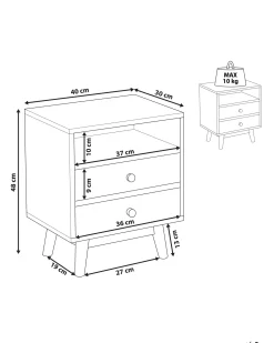 Comodino 2 cassetti FARGO Marrone chiaro