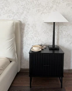 Comodino 2 cassetti GLASTONBURY Nero