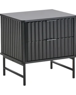 Comodino 2 cassetti GLASTONBURY Nero