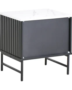 Comodino 2 cassetti GLASTONBURY Marmo/Nero