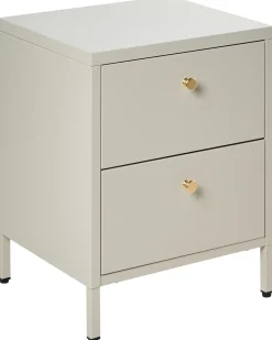 Comodino 2 cassetti KYLEA Metallo Beige