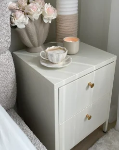 Comodino 2 cassetti KYLEA Metallo Bianco