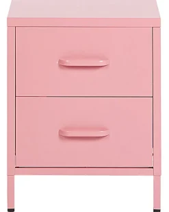 Comodino 2 cassetti MALAVI Metallo Rosa