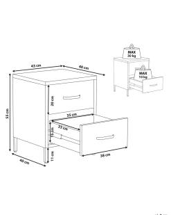 Comodino 2 cassetti MALAVI Metallo Beige