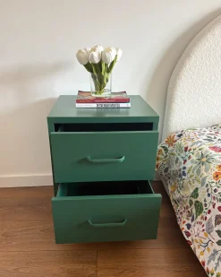Comodino 2 cassetti MALAVI Metallo Verde