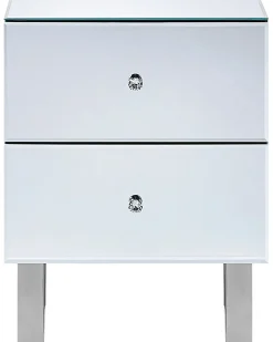 Comodino 2 cassetti NESLE Vetro Argento specchiato