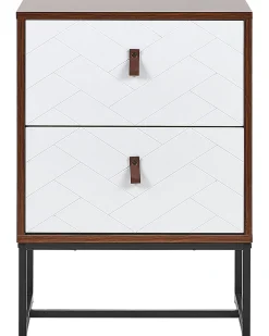 Comodino 2 cassetti NUEVA Marrone scuro/Bianco