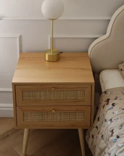 Comodino 2 cassetti PEROTE Rattan Marrone chiaro