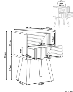 Comodino 2 cassetti RONGE Marrone chiaro