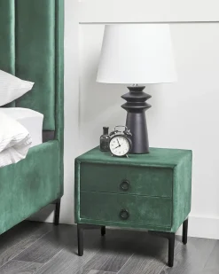 Comodino 2 cassetti SEZANNE Velluto Verde scuro