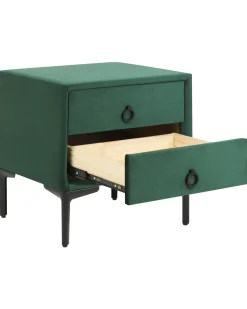 Comodino 2 cassetti SEZANNE Velluto Verde scuro