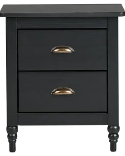 Comodino 2 cassetti SHILLINGTON Legno di pino Nero