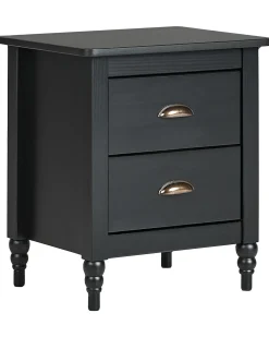 Comodino 2 cassetti SHILLINGTON Legno di pino Nero