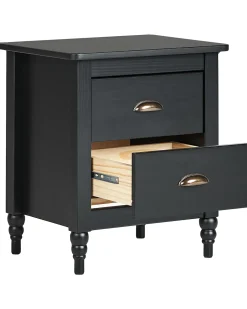 Comodino 2 cassetti SHILLINGTON Legno di pino Nero