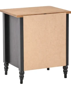 Comodino 2 cassetti SHILLINGTON Legno di pino Marrone/Nero