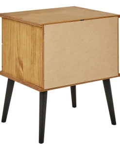 Comodino 2 cassetti TIMMINS Legno di pino Marrone