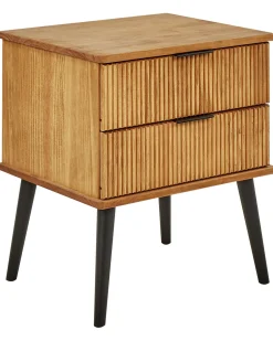 Comodino 2 cassetti TIMMINS Legno di pino Marrone