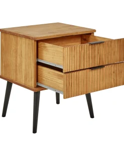 Comodino 2 cassetti TIMMINS Legno di pino Marrone