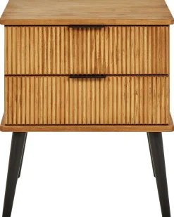 Comodino 2 cassetti TIMMINS Legno di pino Marrone