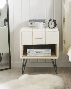 Comodino 1 cassetto BETIN Pelle sintetica Bianco