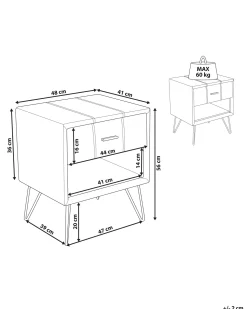 Comodino 1 cassetto BETIN Pelle sintetica Bianco