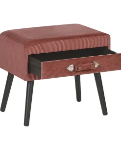 Comodino 1 cassetto EUROSTAR Velluto a coste Rosa