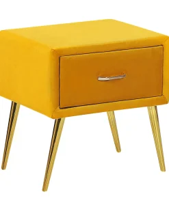 Comodino 1 cassetto FLAYAT Velluto Senape