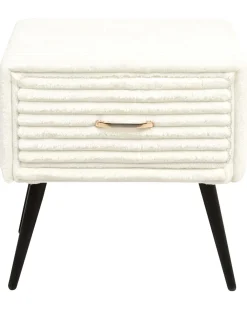 Comodino 1 cassetto FLAYAT Velluto a coste Bianco sporco