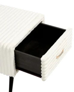 Comodino 1 cassetto FLAYAT Velluto a coste Bianco sporco