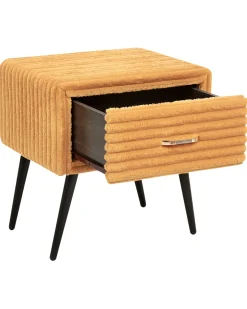 Comodino 1 cassetto FLAYAT Velluto a coste Arancione