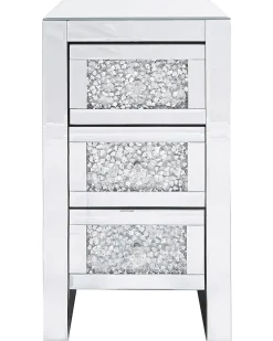 Comodino 3 cassetto LORAY Vetro Argento specchiato