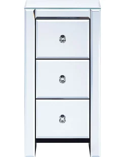 Comodino 3 cassetto LORRIS Vetro Argento specchiato