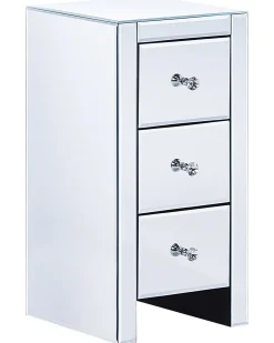 Comodino 3 cassetto LORRIS Vetro Argento specchiato