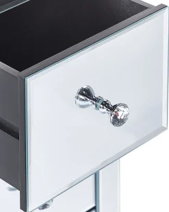 Comodino 3 cassetto LORRIS Vetro Argento specchiato
