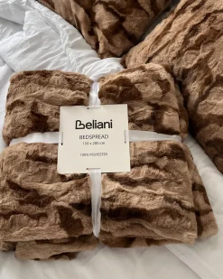 Coperta BAKIRA Finta pelliccia 200 x 220 cm Marrone