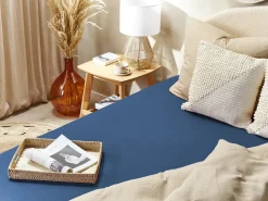 Coprimaterasso elasticizzato JANBU Cotone 200 x 200 cm Blu marino