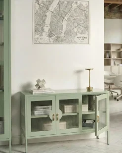 Credenza a 3 ante GLEORA Metallo Verde menta