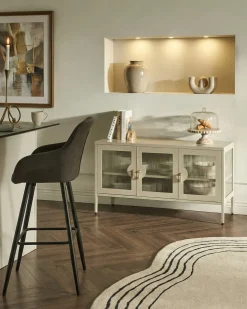 Credenza a 3 ante GLEORA Metallo Beige chiaro