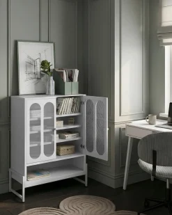 Credenza a 2 ante SOLETTA Metallo Bianco