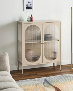 Credenza espositiva in vetro SARRE Metallo 90 cm Beige