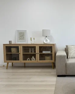 Credenza espositiva in vetro ALBANY 150 cm Marrone chiaro