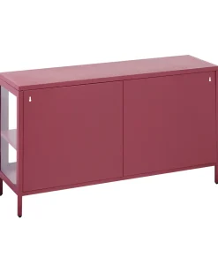 Credenza espositiva in vetro NEWPORT Metallo 115 cm Rosso scuro
