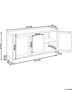 Credenza espositiva in vetro NEWPORT Metallo 115 cm Rosso scuro