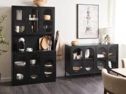 Credenza espositiva in vetro LANGFORD 137 cm Nero
