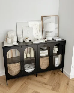 Credenza espositiva in vetro LANGFORD 137 cm Nero